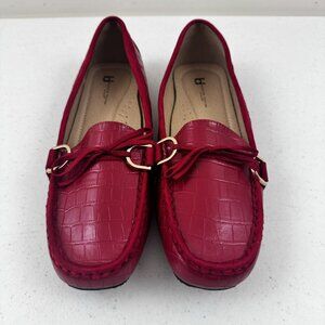 BOSTON DESIGN STUDIO Women’s  10 M Loafers Slip On Flats Red Bow Faux Leather